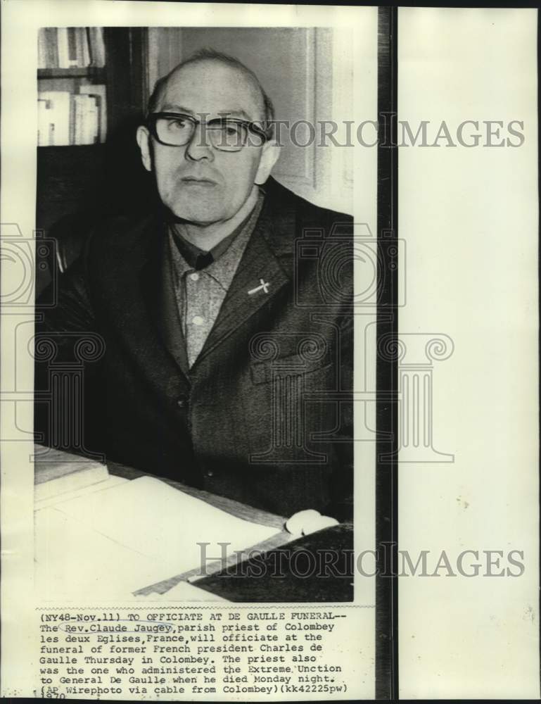 1970 Reverend Claude Jaugey to officiate Charles de Gaulle's funeral - Historic Images