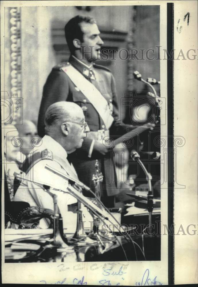 1969 Press Photo Prince Juan Carlos de Borbon addresses the Cortes in Madrid-Historic Images