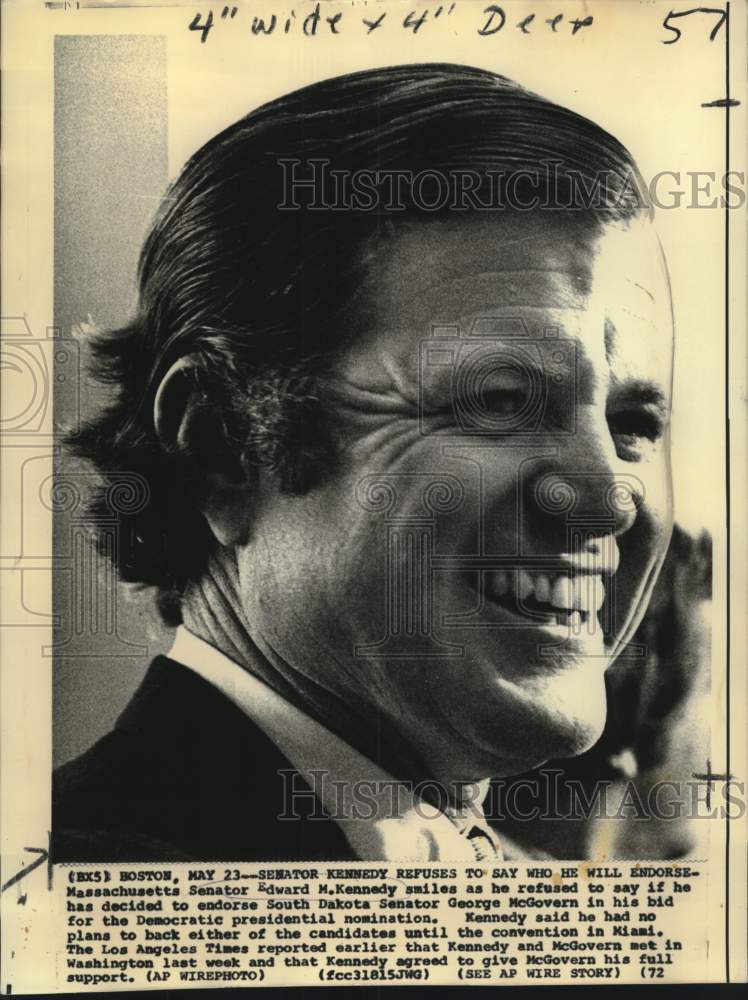 1972 Press Photo Senator Edward Kennedy interviewed in Boston, Massachusetts-Historic Images