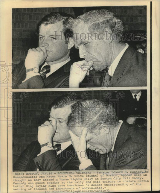 1972 Senator Edward Kennedy and Mayor White at Human Rights Rally - Historic Images