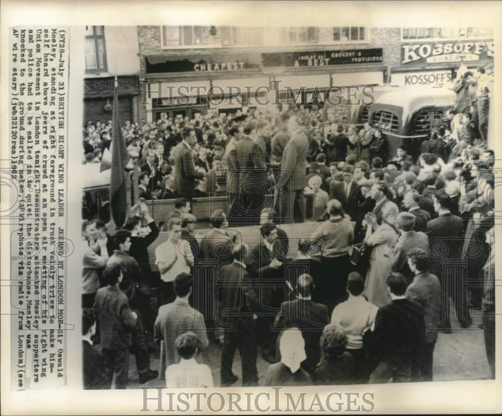 1962 British right wing leader Mosley jeered by London mob - Historic Images