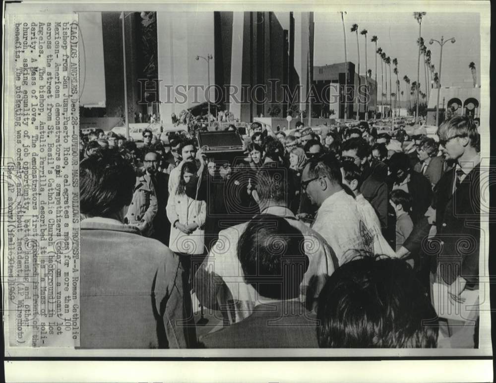 1969 Mass across from church after protest, Los Angeles, California - Historic Images