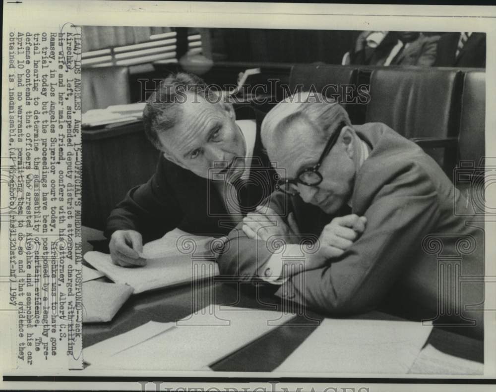 1967 Press Photo Deputy DA Jack Kirschke shown with attorney Albert Ramsey-Historic Images