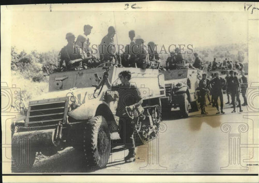 1972 Israeli troops rest after raid into southern Lebanon, ext. shot - Historic Images