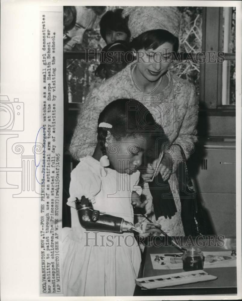 1965 Princess Margaret visits Sharpe Health School for Handicapped - Historic Images