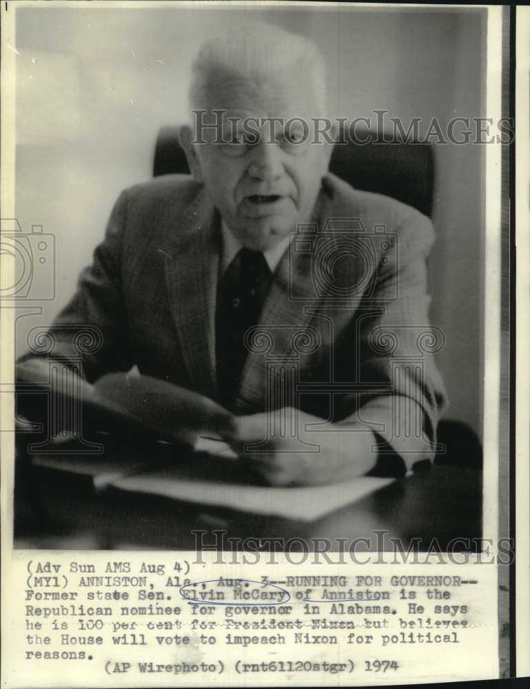 1974 Alabama Republican nominee for Governor, former Senator McCary - Historic Images