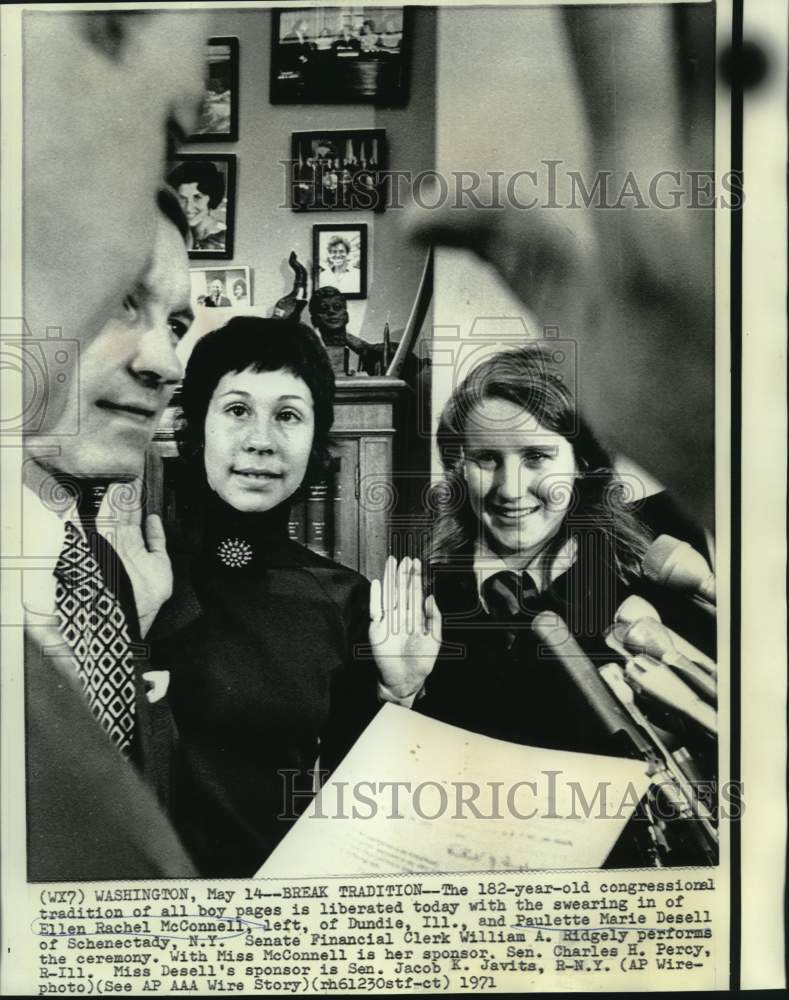 1971 Ellen Rachel McConnell and Paulette Desell sworn in as Pages-Historic Images