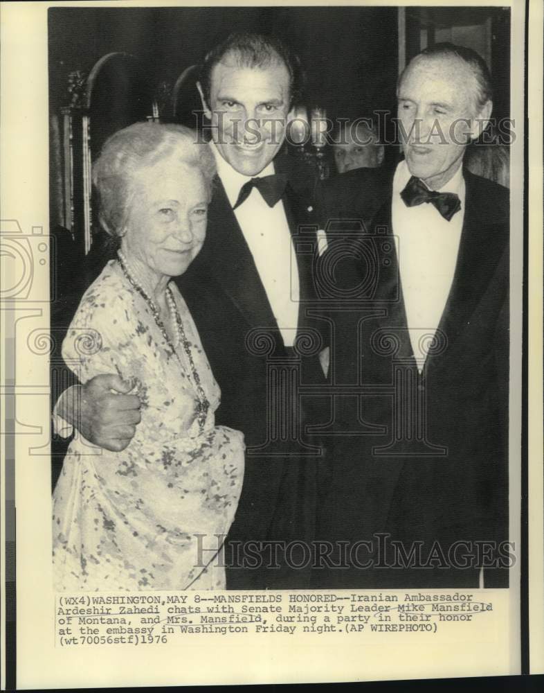 1976 Senator and Mrs.Mansfield with Iranian Ambassador Zahedi - Historic Images