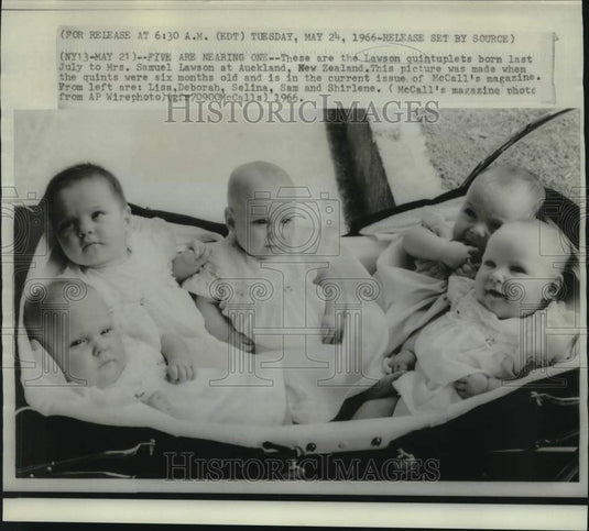 1965 Press Photo Lawson quintuplets of Auckland, New Zealand - now19391-Historic Images