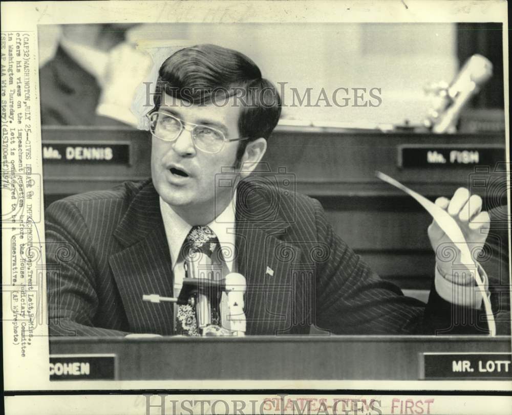 1974 Representative Trent Lott before House Judiciary Committee - Historic Images