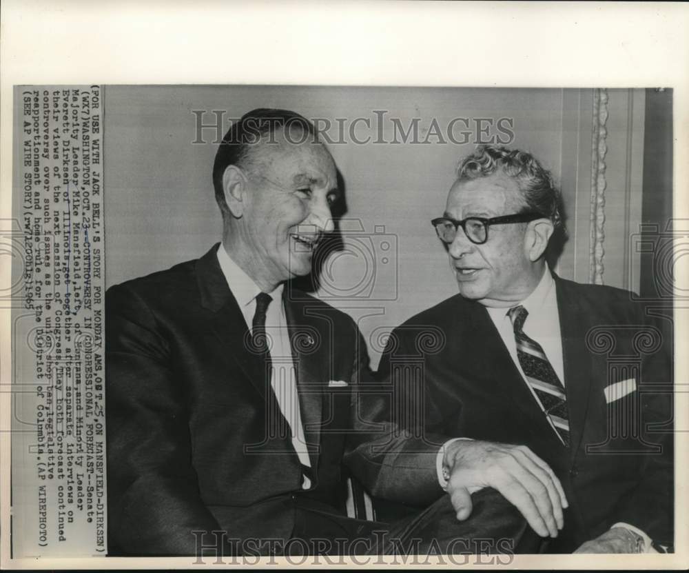 1965 Press Photo Senators Mike Mansfield and Dirksen chat in Washington-Historic Images