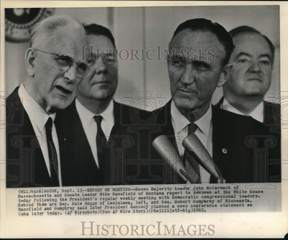 1962 John McCormack, Mike Mansfield and others at news conference - Historic Images