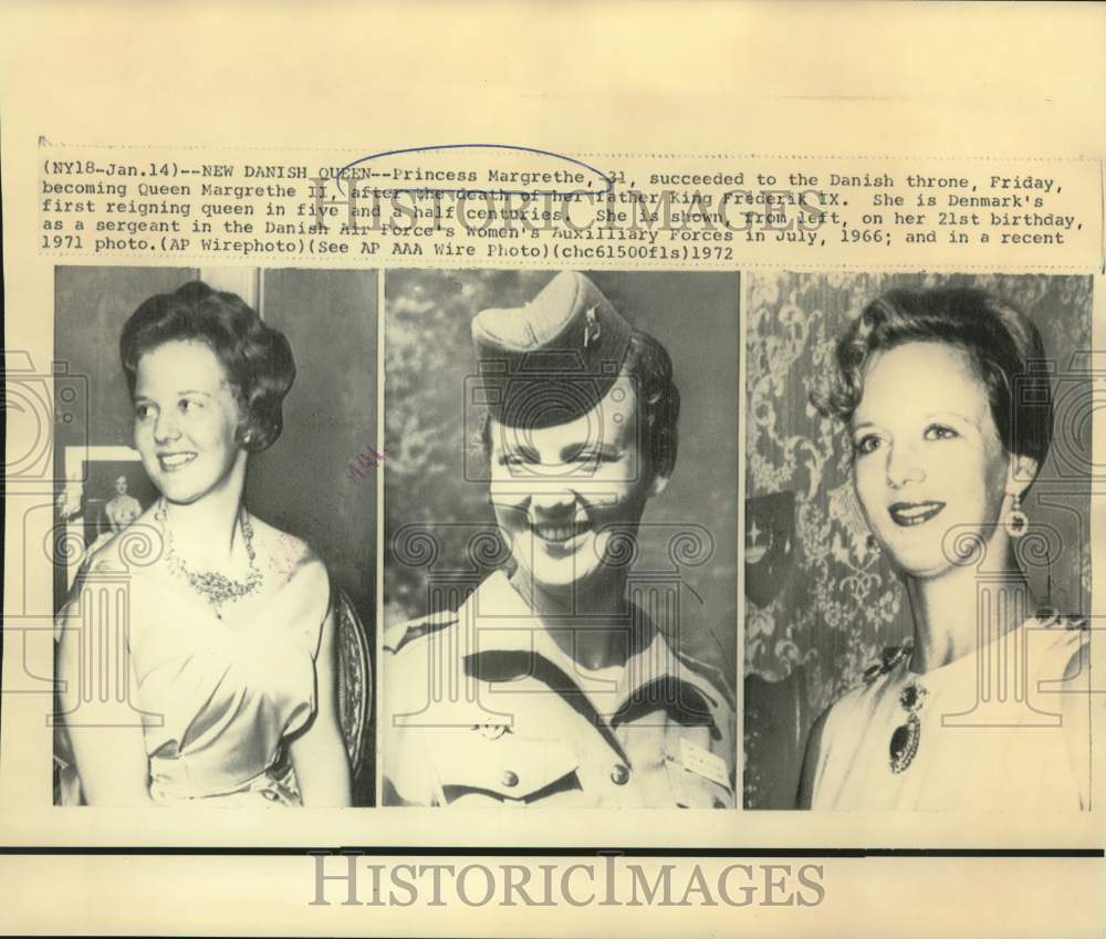 1971 Denmark&#39;s Queen Margrethe at three photos - Historic Images