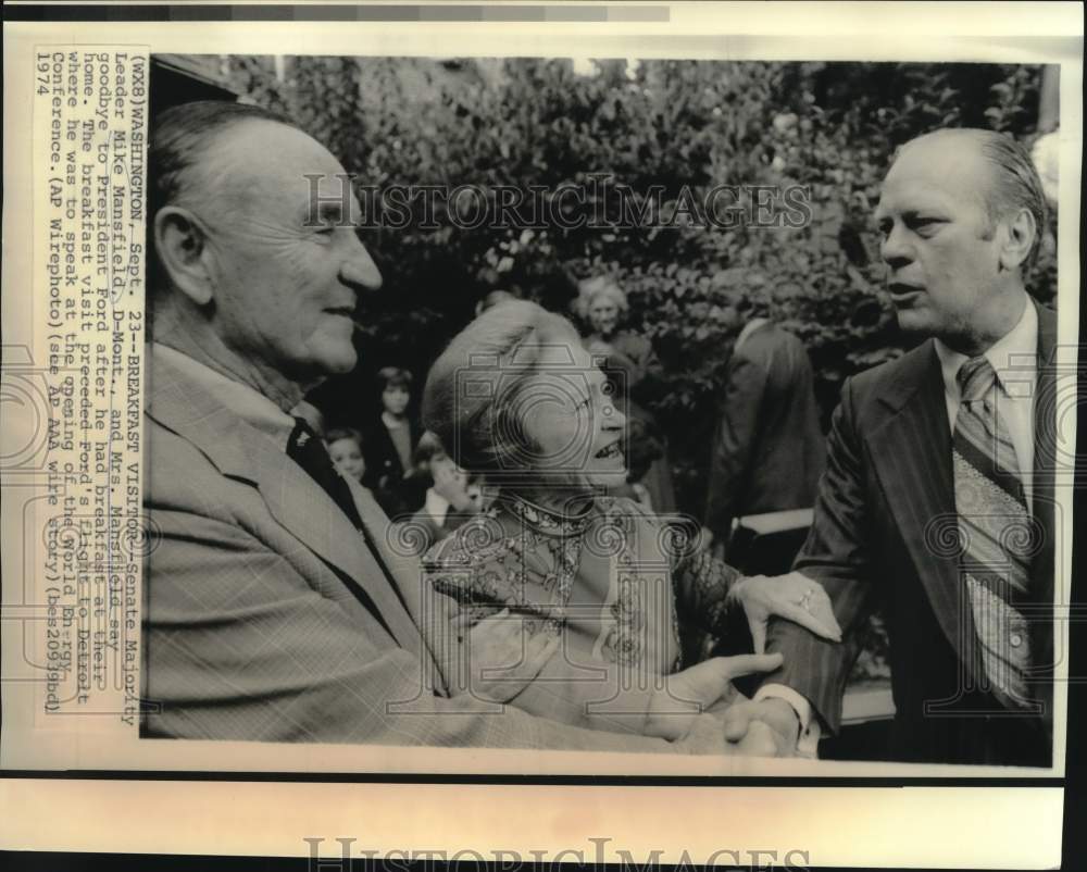 1974 Senate Majority Leader and Mrs. Mansfield with President Ford - Historic Images