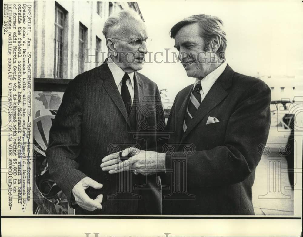 1972 John McCormack outside federal courthouse with nephew Edward - Historic Images