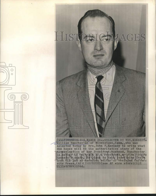 1964 Press Photo William Manchester selected as author of JFK's assassination-Historic Images