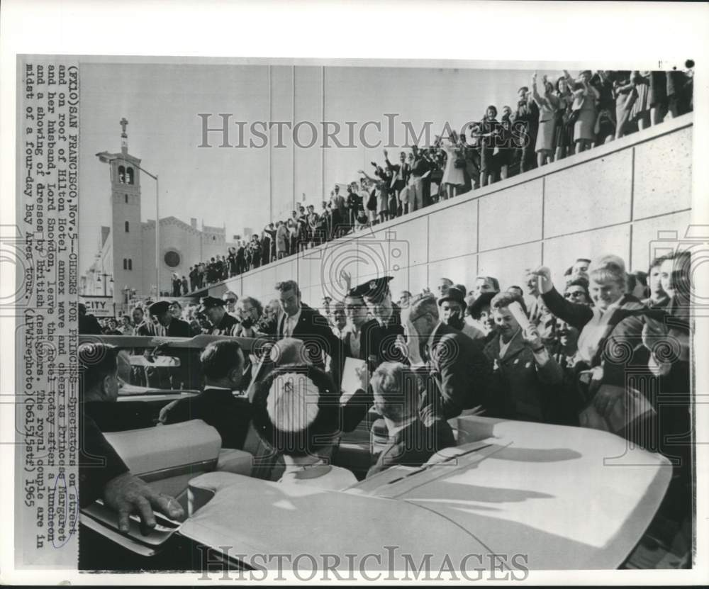 1965 Press Photo Princess Margaret and Lord Snowdon cheered in San Francisco, CA-Historic Images