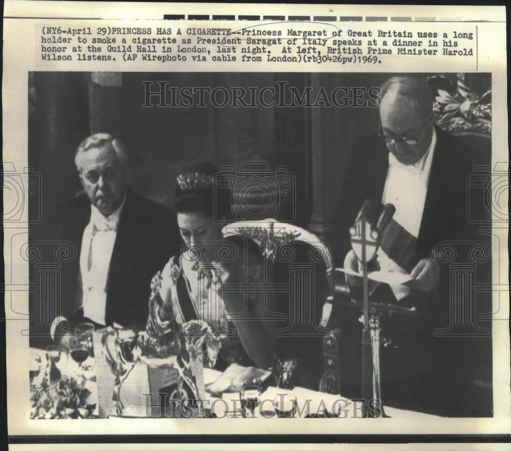 1969 Press Photo Princess Margaret and others at Italy&#39;s Saragat honorary dinner-Historic Images