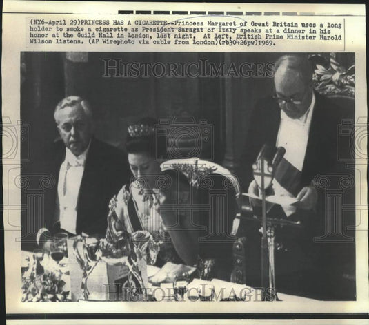 1969 Press Photo Princess Margaret and others at Italy's Saragat honorary dinner-Historic Images