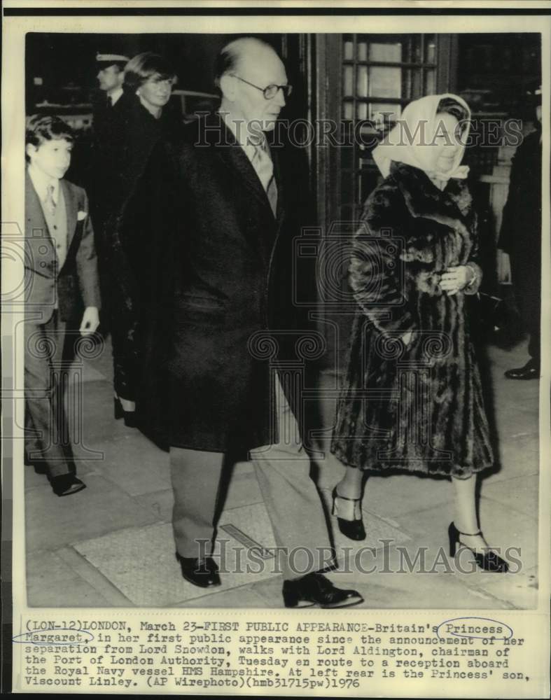 1976 Princess Margaret and others enroute to reception at Port - Historic Images