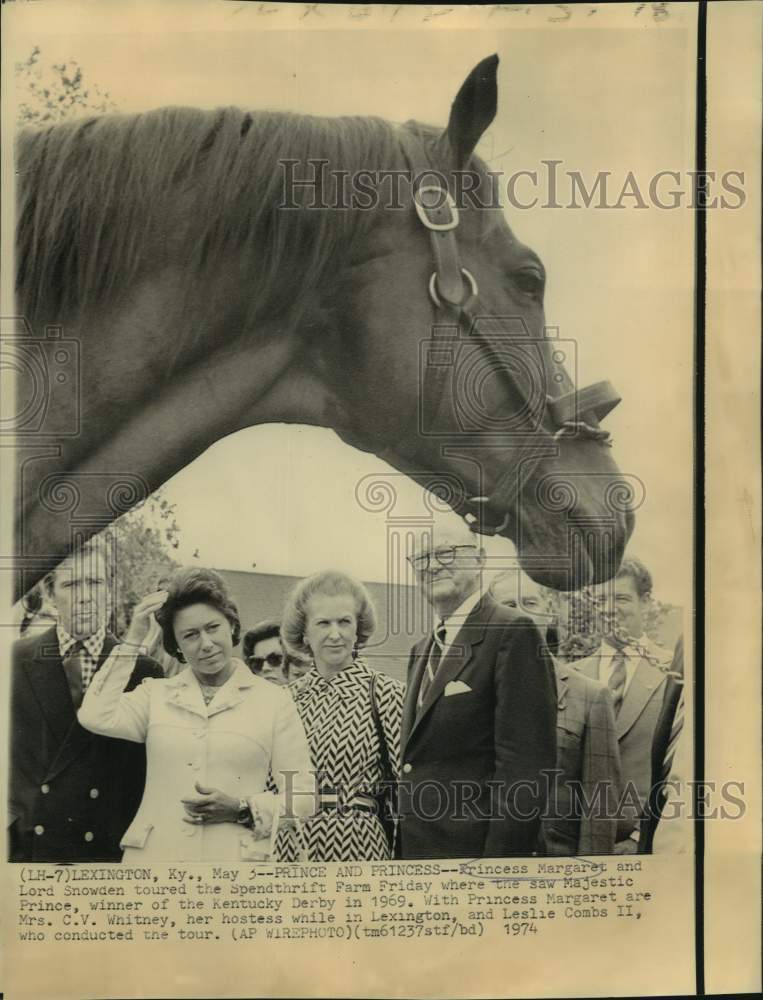 1974 Princess Margaret and others tour Spendthrift Farms - Historic Images