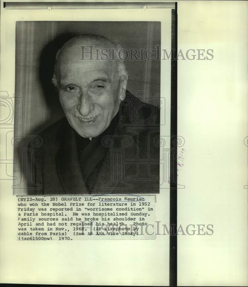 1968 Francois Mauriac, 1952 Nobel Prize winner for literature - Historic Images