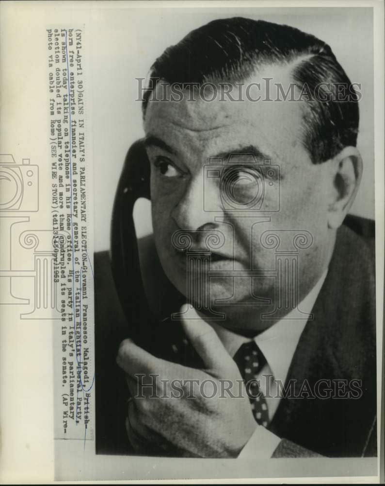 1963 Italy&#39;s Rightist Liberal Party&#39;s Giovanni Francesco Malagodi - Historic Images