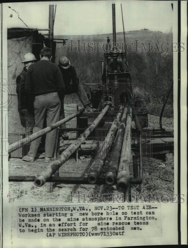 1968 Press Photo Mine workmen test mine atmosphere in West Virginia - now22033-Historic Images