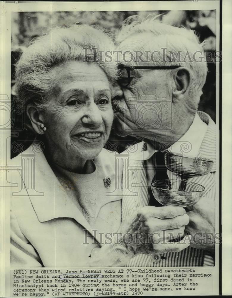 1970 Childhood sweethearts Pauline Smith and Vernon Lowrey married - Historic Images