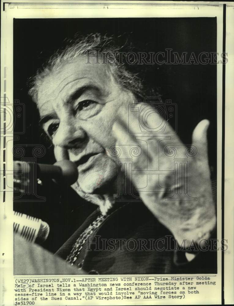 1973 Israel&#39;s Premier Golda Meir at Washington news conference. - Historic Images