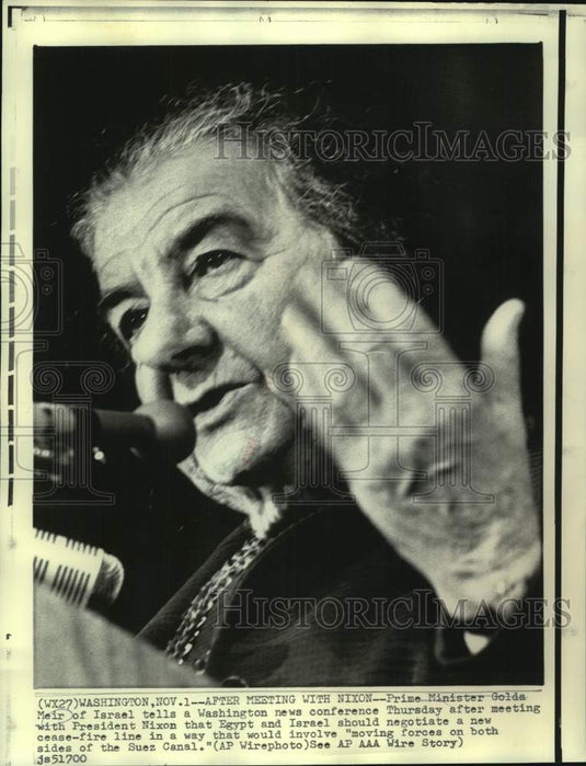 1973 Israel's Premier Golda Meir at Washington news conference. - Historic Images