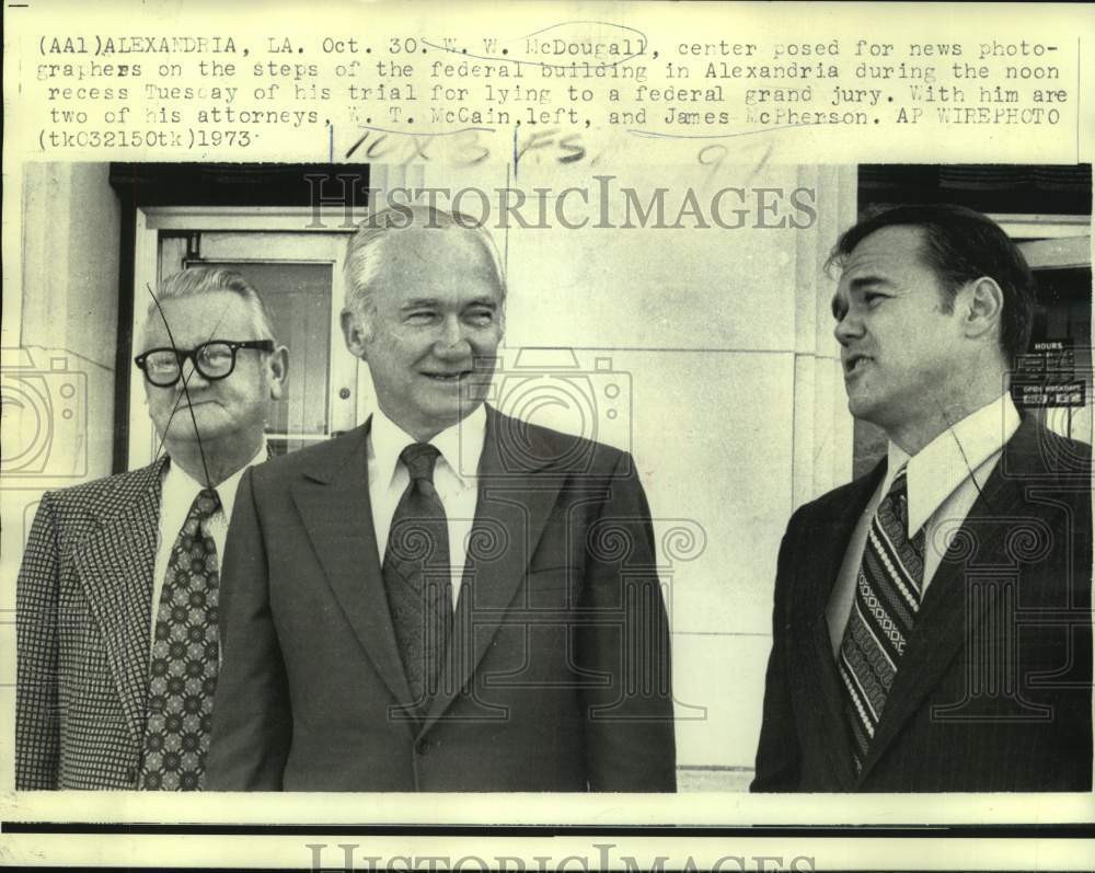 1973 W.W. McDougall with attorneys at Alexandria federal building - Historic Images