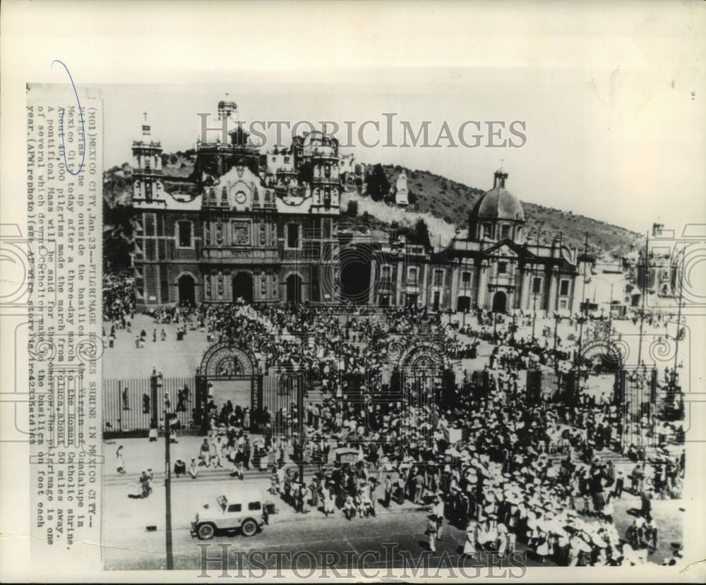 1963 Catholic Pilgrims Outside Basilica of the Virgin of Guadalupe - Historic Images