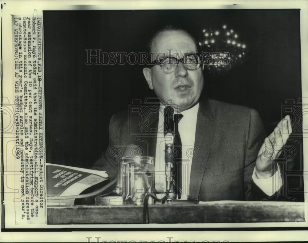 1969 Budget Director Robert Mayo testifies at Senate-House Economic-Historic Images