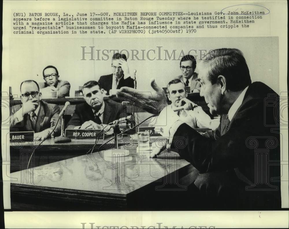 1970 Louisiana Governor John McKeithen at legislative committee - Historic Images