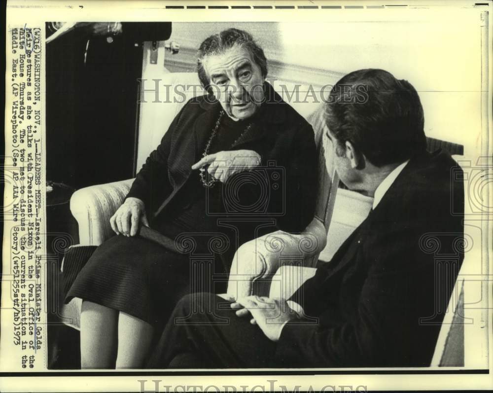 1973 Israel&#39;s Premier Golda Meir and President Nixon at White House - Historic Images