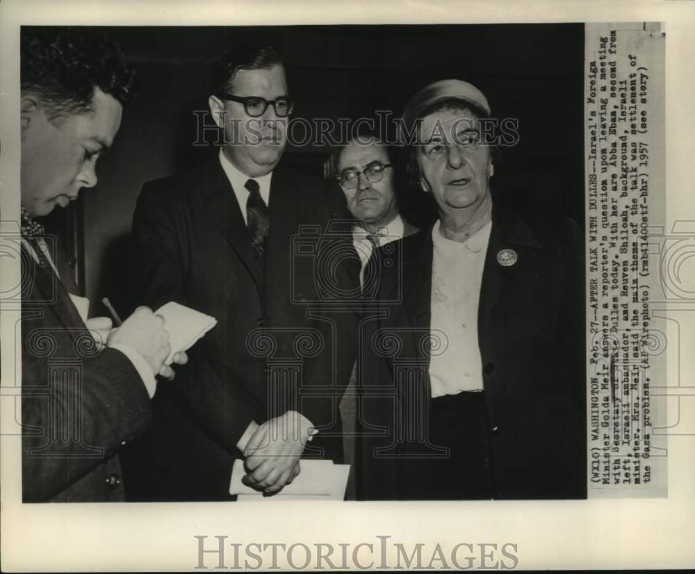 1957 Israel&#39;s Golda Meir answers reporters&#39; questions in Washigton - Historic Images