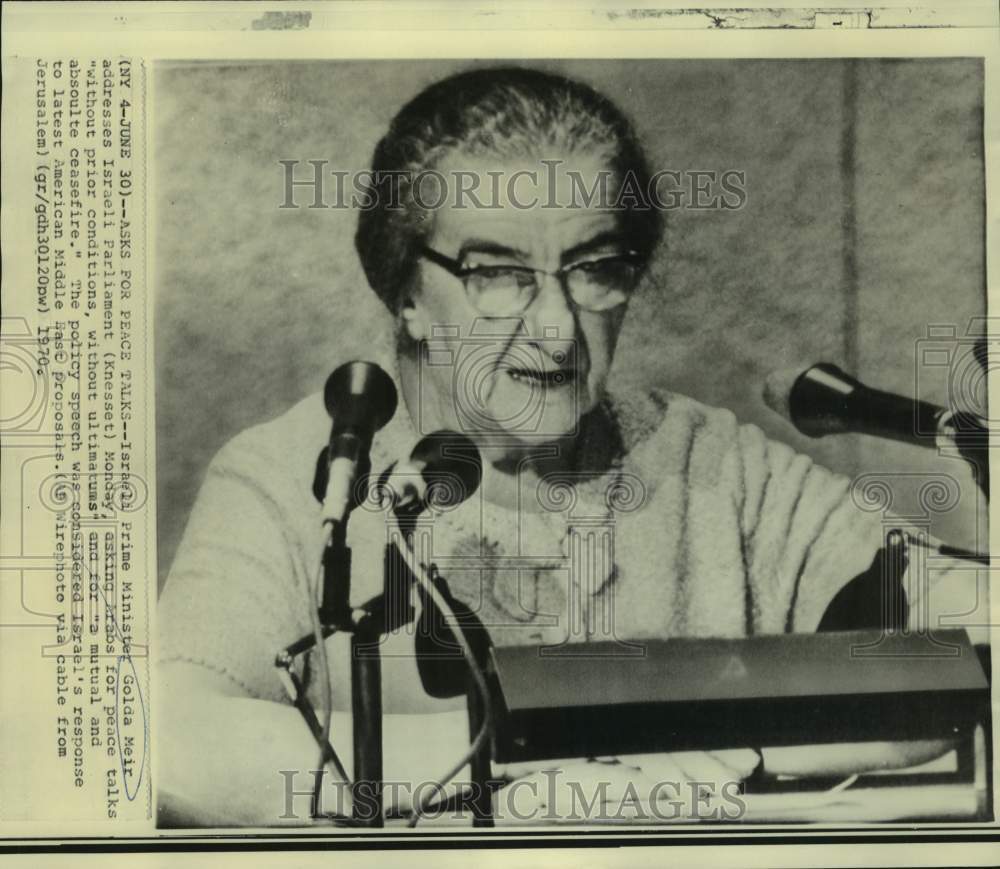 1970 Press Photo Israeli Premier Golda Meir addresses Israeli Knesset.-Historic Images