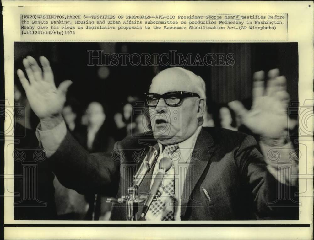 1974 AFL-CIO President George Meany Testifies at Senate Committee - Historic Images