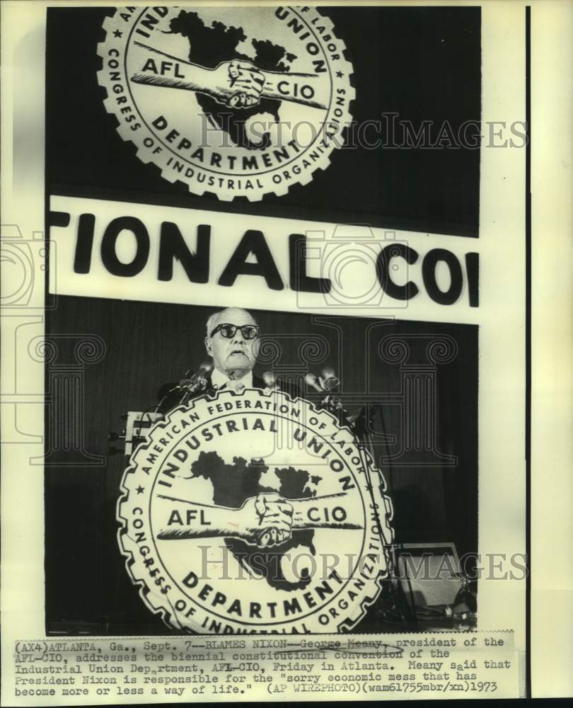 1973 AFL-CIO President George Meany addresses AFL-CIO in Atlanta - Historic Images