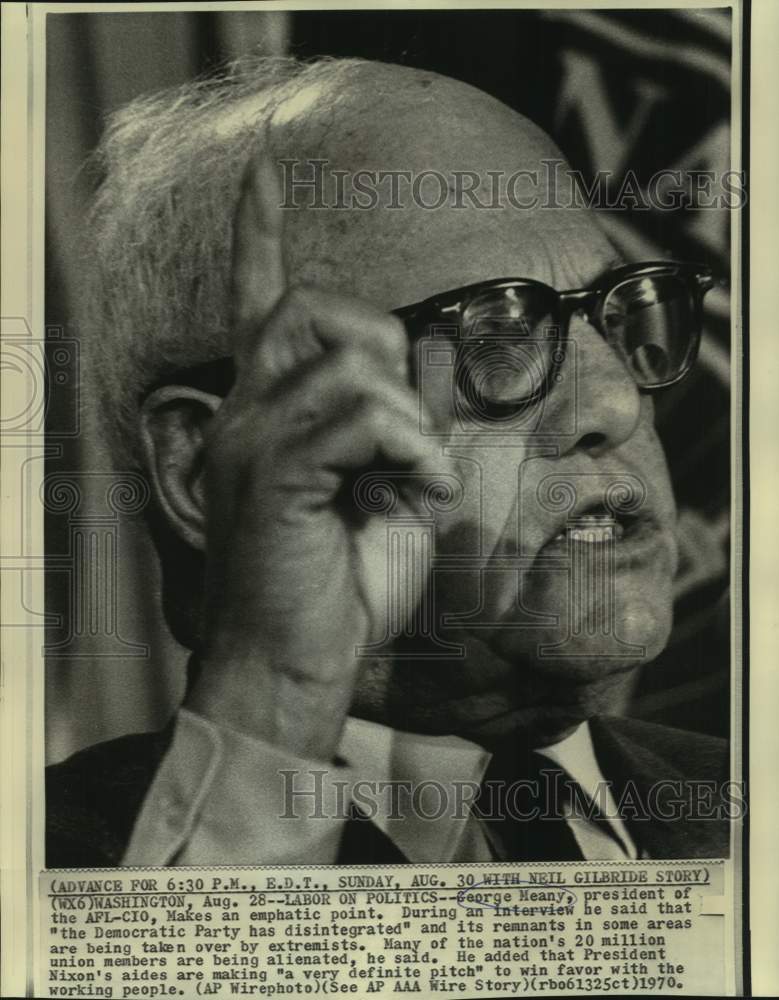 1970 AFL-CIO President George Meany interviewed in Washington - Historic Images