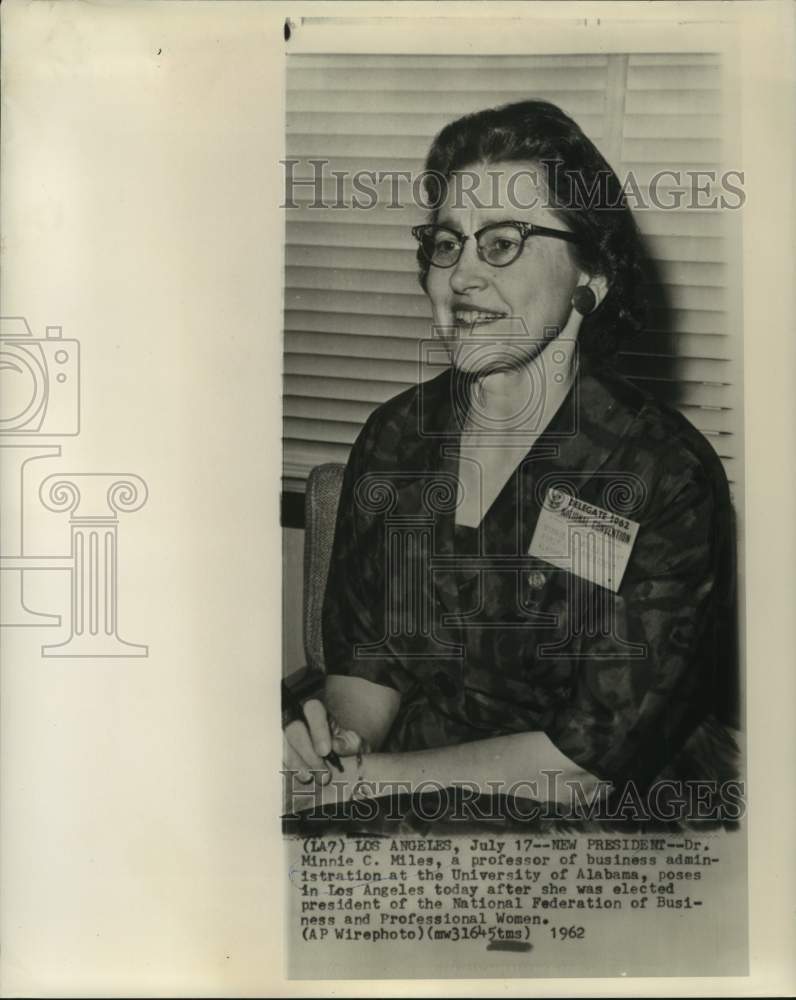 1962 National Federation BPW President Minnie C. Miles-Historic Images