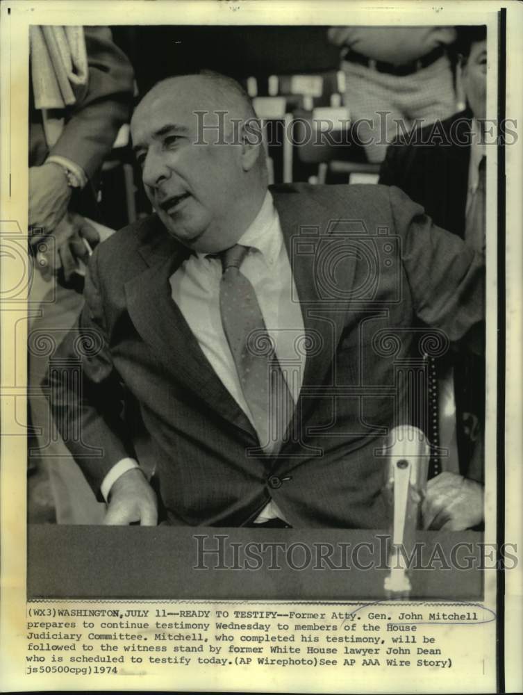 1974 Former Attorney General John Mitchell at House Judiciary - Historic Images