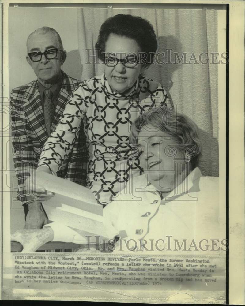 1974 Perle Mesta reads letter she wrote in 1951 to the Vaughns - Historic Images