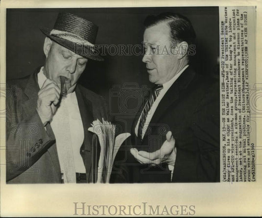 1960 Press Photo AFL-CIO President Meany and Reuther at Washington labor meeting - Historic Images