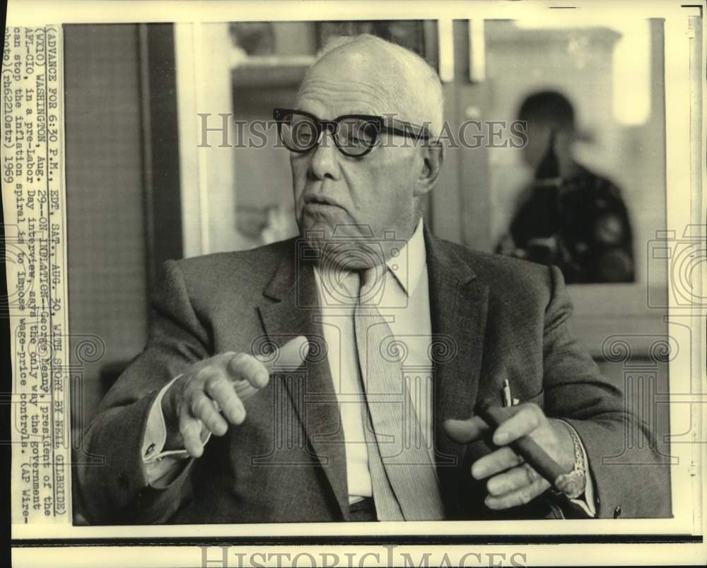1969 AFl-CIO President George Meany in pre-Labor Day interview ...
