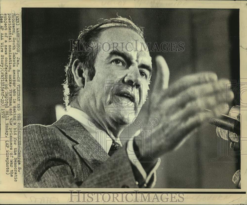 1972 Senator George McGovern at Capitol Hill news conference - Historic Images