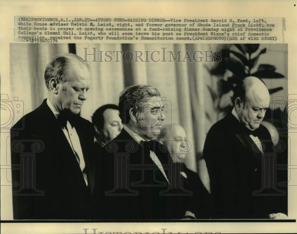 1974 Gerald Ford, Melvin Laird and Frank Licht at Providence dinner - Historic Images