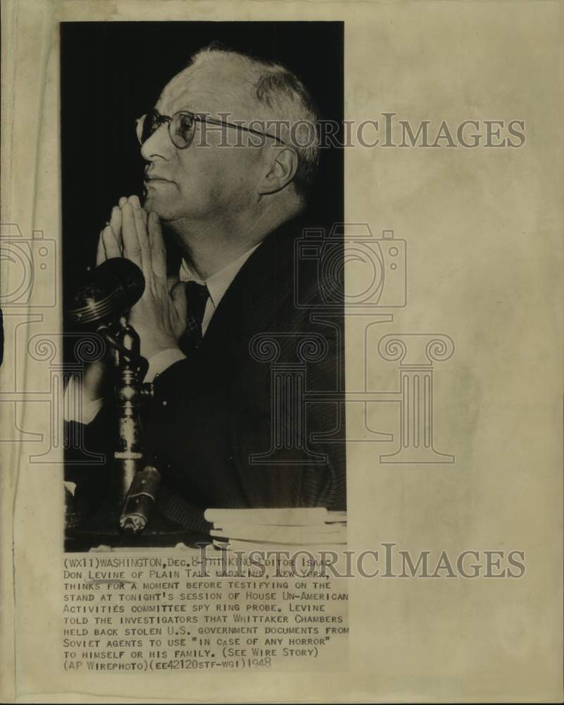 1948 Press Photo Plain Talk Magazine Editor Levine at House Un-American hearing-Historic Images