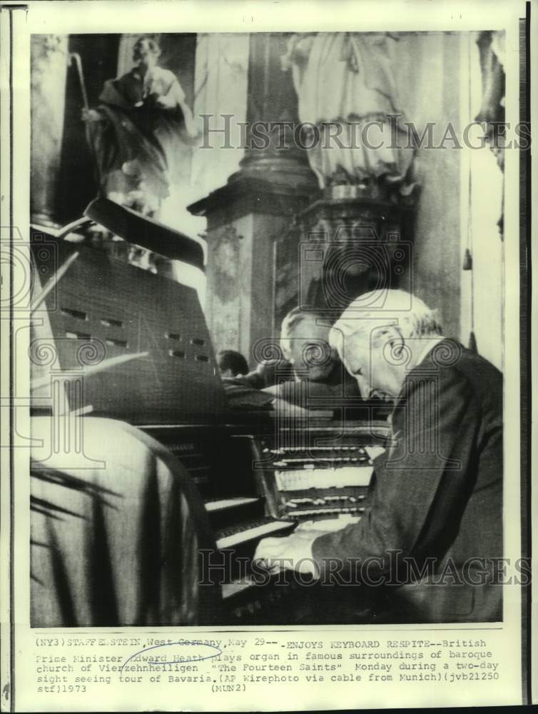 1973 Britain&#39;s Edward Heath plays church organ in Bavaria - Historic Images